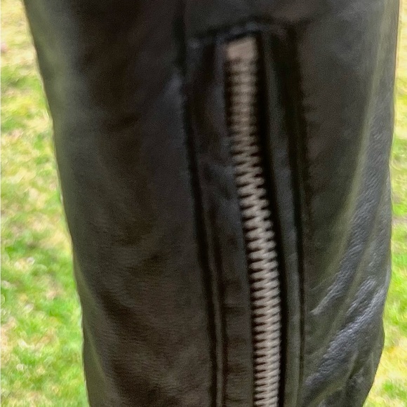 American Flag Skull on a Ladies Vegan Leather Motorcycle Jacket - Picture 5 of 8